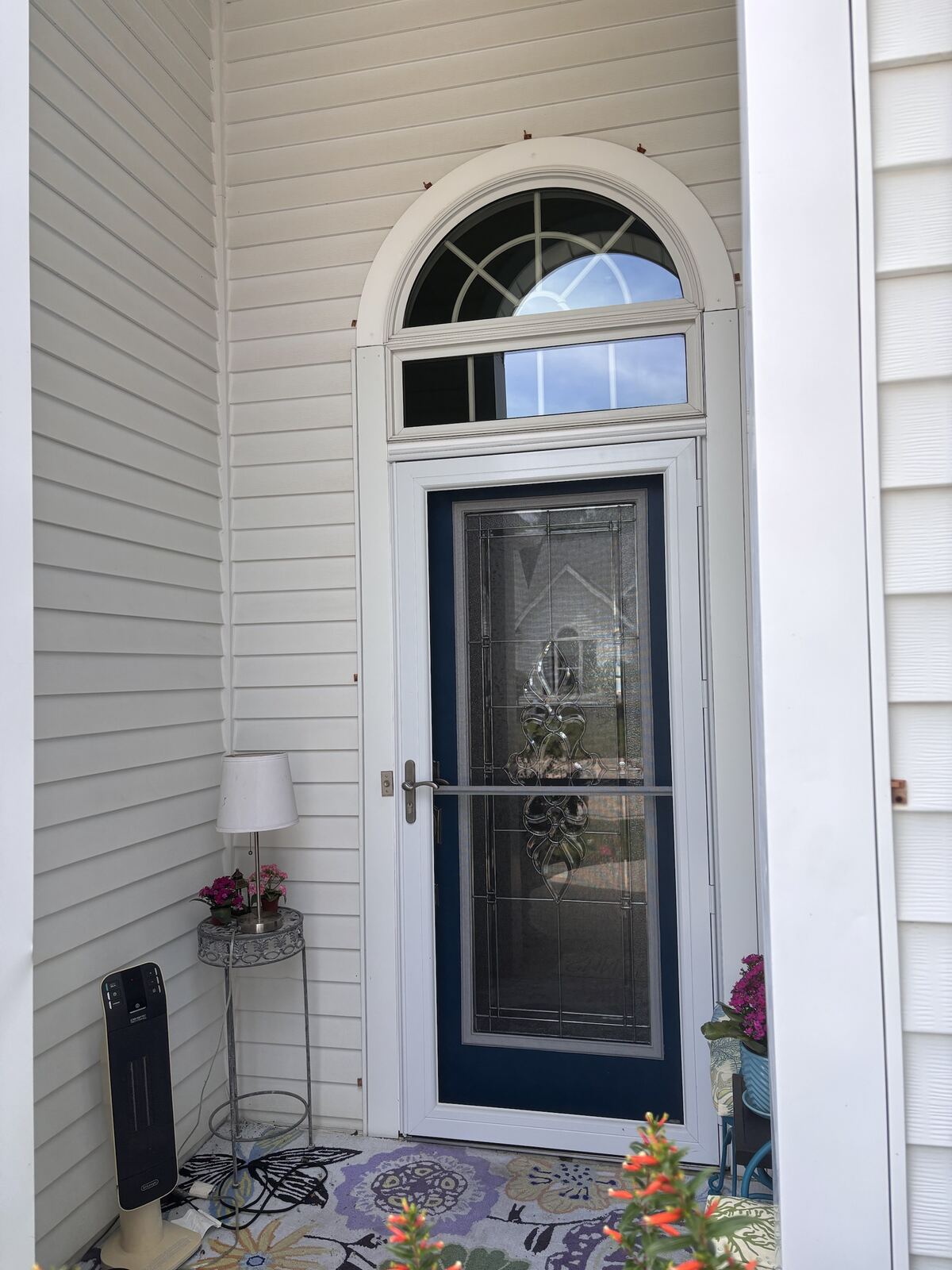 A freshly cleaned entryway, glass and trim spotless
