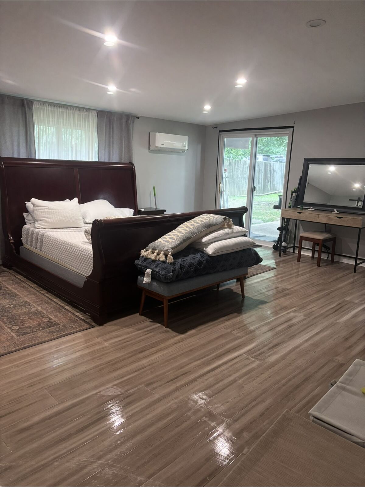 Spotless primary bedroom after interior cleaning