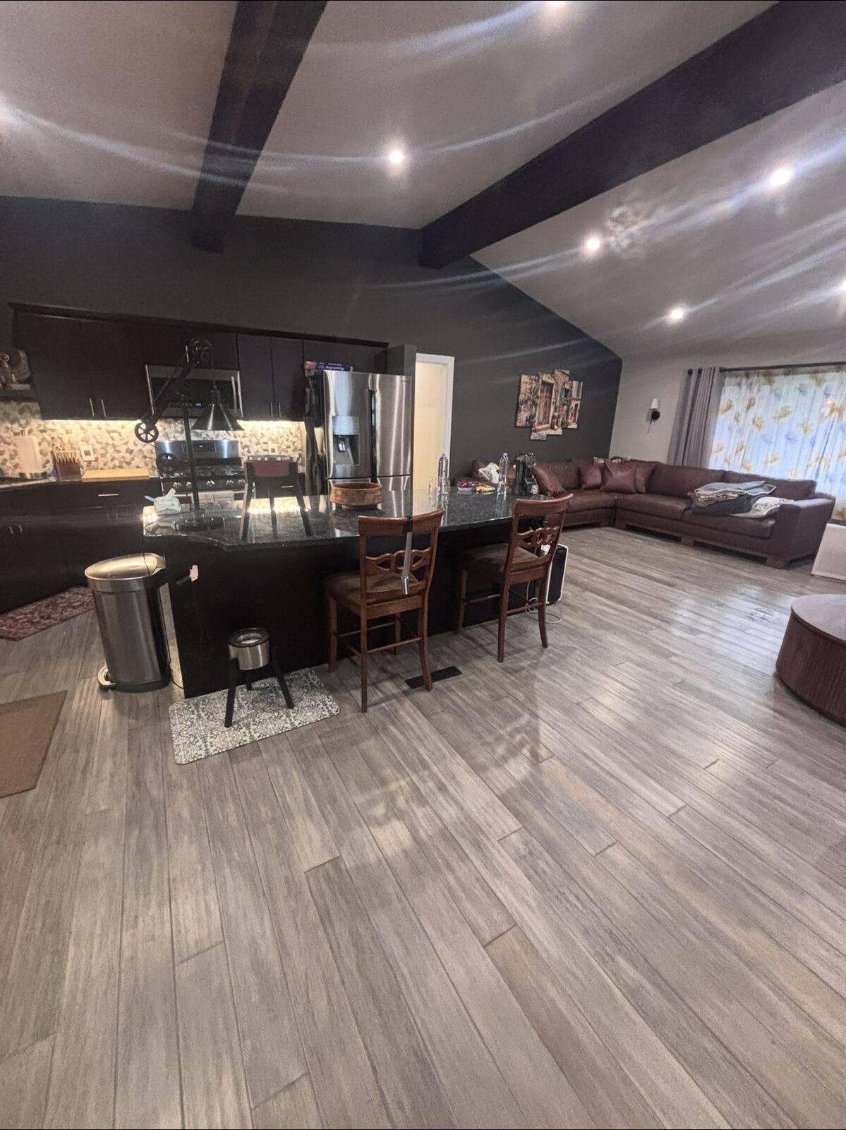 Kitchen and living area after interior cleaning