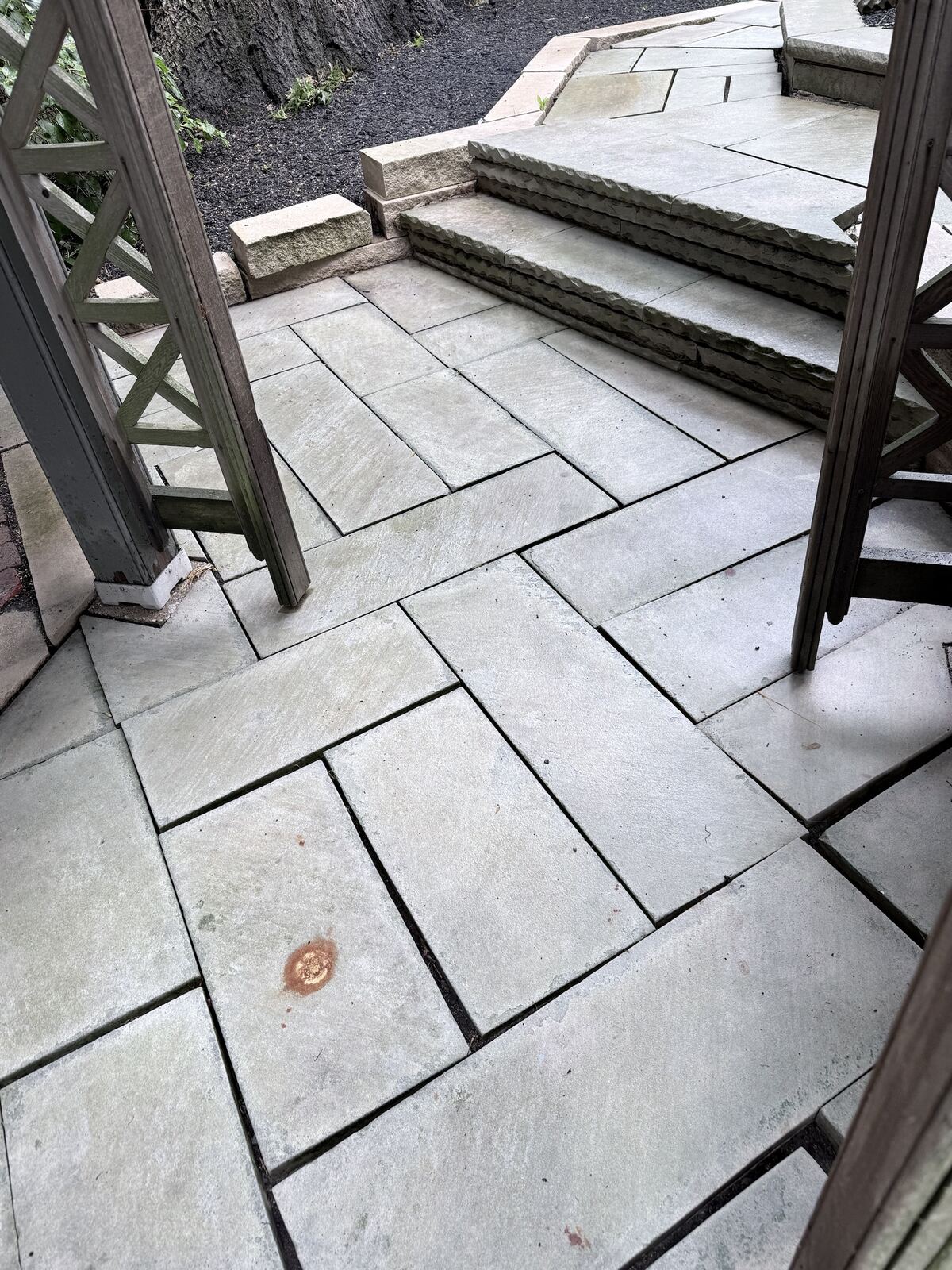 Clean stone patio and steps
